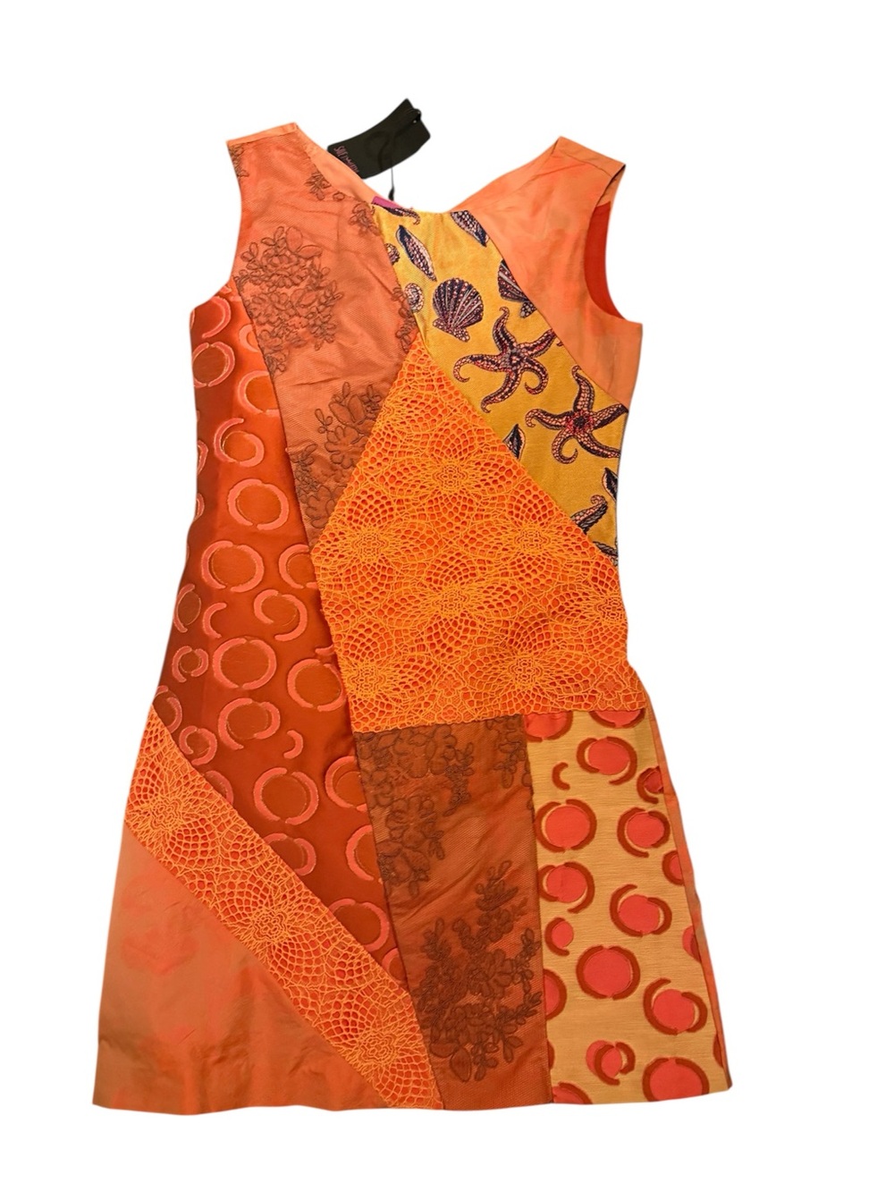 Save the queen Orange Patchwork Sleeveless Shift Dress